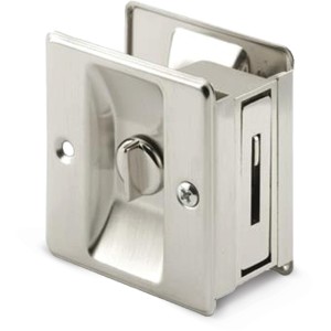 Pocket Door Privacy Lock & Pull Satin Nickel