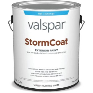 Valspar StormCoat Flat White Latex Exterior Paint, 1-Gallon