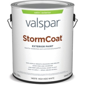 Valspar StormCoat Satin White Latex Exterior Paint, 1-Gallon