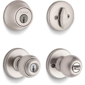 SmartKey Polo Security Set, Deadbolt Keyed 1 Side Satin Nickel - 555078 | Lowe's Pro Supply