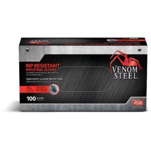 Venom Steel Venom Steel Heavy-Duty One-Size-Fits-All Textured-Grip Nitrile Disposable Cleaning Gloves, Box of 50 Pairs - 533132 | Lowe's Pro Supply