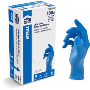 Project Source Project Source One-Size-Fits-All Textured-Grip Food-Grade Nitrile Disposable Cleaning Gloves, Box of 50 Pairs - 533133 | Lowe's Pro Supply