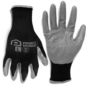 Project Source Project Source Large Black Nitrile-Dipped Nitrile/Polyester Utility Gloves, Box of 10 Pairs - 533137 | Lowe's Pro Supply