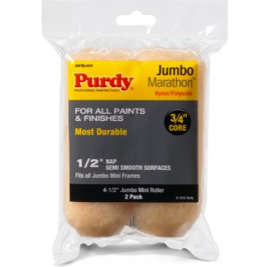 Purdy Purdy Jumbo Marathon 4.5-in x 1/2-in Nap, Semi-Smooth Surfaces, Jumbo Mini Paint Roller Cover, Pack of 2 - 821001 | Lowe's Pro Supply