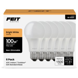Feit Electric NONDIM A19 LED 3K 6PK - 413050 | Lowe's Pro Supply