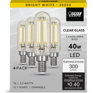 Feit Electric T6 LED FIL CL 3K 4PK - 413068 | Lowe's Pro Supply