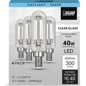Feit Electric T6 LED FIL CL 5K 4PK - 413073 | Lowe's Pro Supply