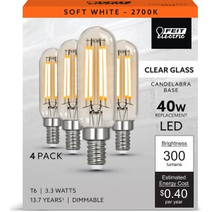 Feit Electric T6 LED FIL CL 27K 4PK - 413081 | Lowe's Pro Supply