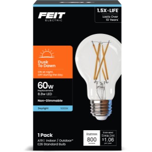 Feit Electric A19 CLR Filament 5K Dusk-to-Dawn LED - 413126 | Lowe's Pro Supply