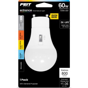Feit Electric Dimmable GU24 A19 LED, 27K/3K/5K CCT - 413127 | Lowe's Pro Supply