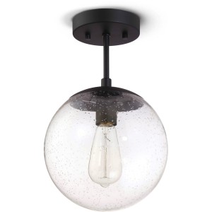 Design House Gracelyn Semi-Flush Ceiling Light, Seedy Glass, Matte Black - 432003 | Lowe's Pro Supply