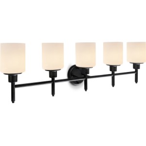 Design House Aubrey 5-Light Vanity Light, Frosted Glass, Matte Black - 435002 | Lowe's Pro Supply