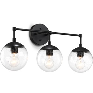 Design House Gracelyn 3-Light Vanity Light, Seedy Glass, Matte Black - 435013 | Lowe's Pro Supply