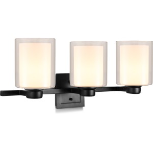 Design House Oslo 3-Light Vanity Light, Double Glass, Matte Black - 435015 | Lowe's Pro Supply