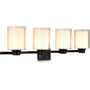 Design House Oslo 4-Light Vanity Light, Double Glass, Matte Black - 435018 | Lowe's Pro Supply