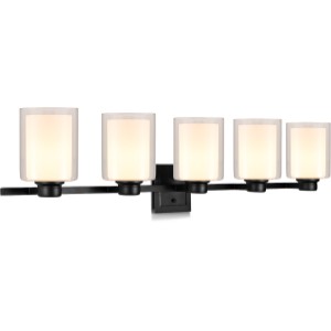 Design House Oslo 5-Light Vanity Light, Double Glass, Matte Black - 435021 | Lowe's Pro Supply