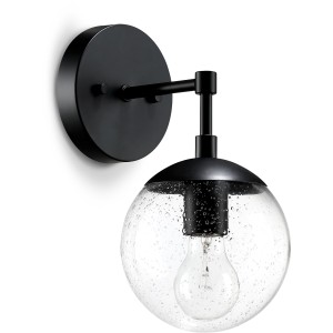 Design House Gracelyn 1-Light Wall Light, Seedy Glass Globe, Matte Black - 436004 | Lowe's Pro Supply