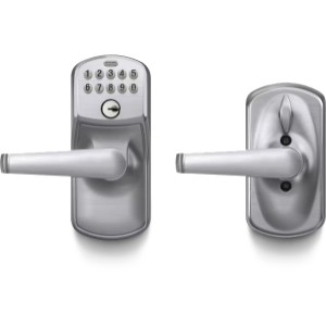 Schlage Plymouth Satin Chrome Keypad Electronic Handle Lock - 563206 | Lowe's Pro Supply