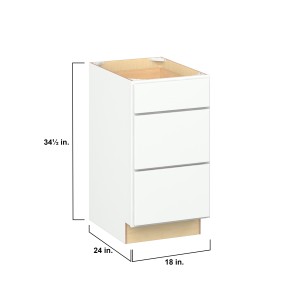 RELIABILT Parkstone II Base Cabinet, Brilliant White, 18" W, 3 Drawers, Fully Assembled - 641568 | Lowe's Pro Supply