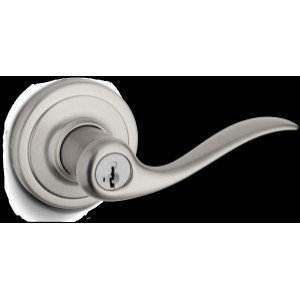 Kwikset Kwikset Tustin SmartKey Entry Lever Satin Nickel - 555823 | Lowe's Pro Supply