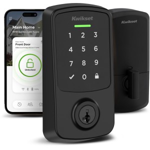 Kwikset Aura Reach Matter + Bluetooth Smart Home Compatible Smart Bluetooth Keypad Electronic Deadbolt Lock, Matte Black - 555825 | Lowe's Pro Supply