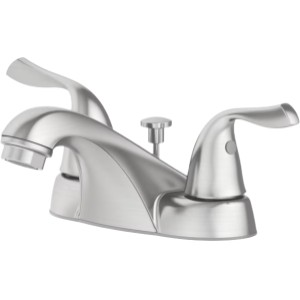 Project Source Project Source 2-Handle Low-Arc Lavatory Faucet, Brushed Nickel - 709403 | Lowe's Pro Supply