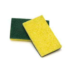Medium Duty Scouring Sponge, Green;Yellow, 3.44" x 6.06"