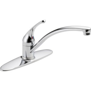 Delta Foundations Chrome 1-Handle Low-arc Kitchen Faucet with Deck Plate