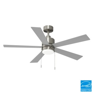 harbor breeze harbor breeze frisco 52-in brushed nickel with matte blades led downrod or flush-mount ceiling fan with light and pull chain, 5 blades - 420027 | lowe's pro supply