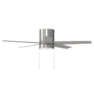 Harbor Breeze Harbor Breeze Quonta 52-in Brushed Nickel with Matte Black/Brushed Nickel Blades LED Flush-Mount Ceiling Fan with Light and Pull Chain, 5 Blades - 420028 | Lowe's Pro Supply