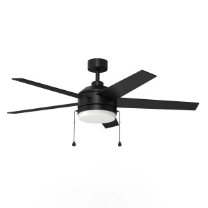 Harbor Breeze Harbor Breeze Sunport Easy2Hang 52-in Matte Black with Matte Blades LED Indoor/Covered Outdoor Ceiling Fan with Light and Pull Chain, 5 Blades - 420029 | Lowe's Pro Supply
