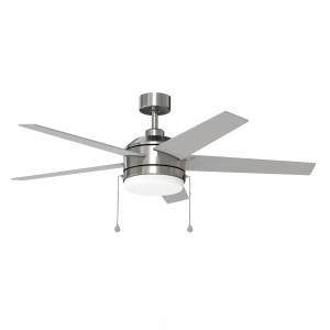 Harbor Breeze Harbor Breeze Sunport Easy2Hang 52-in Brushed Nickel with Matte Blades LED Indoor/Covered Outdoor Ceiling Fan with Light and Pull Chain, 5 Blades - 420030 | Lowe's Pro Supply