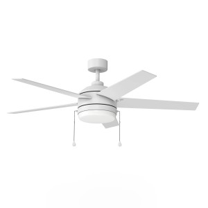 Harbor Breeze Harbor Breeze Sunport Easy2Hang 52-in Matte White with Matte Blades LED Indoor/Covered Outdoor Ceiling Fan With Light and Pull Chain Included 5 -Blade - 420031 | Lowe's Pro Supply