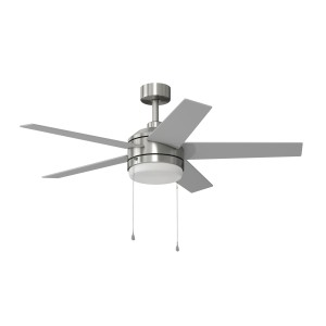 Harbor Breeze Harbor Breeze Sunport Easy2Hang 44-in Brushed Nickel with Matte Blades LED Indoor/Covered Outdoor Ceiling Fan with Light and Pull Chain, 5 Blades - 420016 | Lowe's Pro Supply