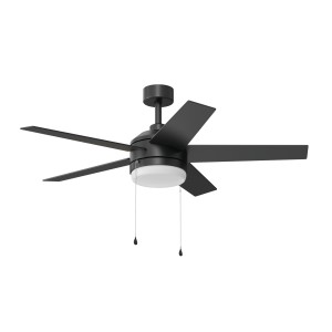 Harbor Breeze Harbor Breeze Sunport Easy2Hang 44-in Matte Black with Matte Blades LED Indoor/Covered Outdoor Ceiling Fan with Light and Pull Chain, 5 Blades - 420017 | Lowe's Pro Supply