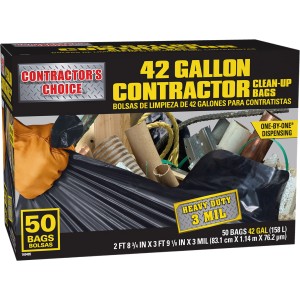 Contractor's Choice 42-Gallon Scent free Black Outdoor Plastic Construction Flap Tie Trash Bag 50 -Count - 545031 | Lowe's Pro Supply