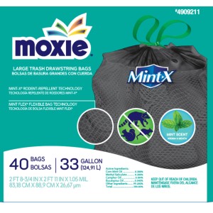 Moxie 33-Gallon Mint Black Outdoor Plastic Can Drawstring Trash Bag 40 -Count - 545038 | Lowe's Pro Supply