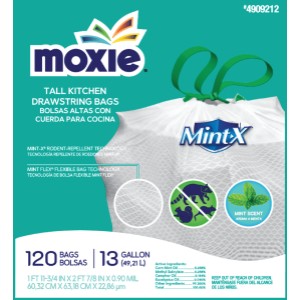 Moxie 13-Gallon Mint White Indoor Plastic Kitchen Drawstring Trash Bag 120 -Count - 545039 | Lowe's Pro Supply