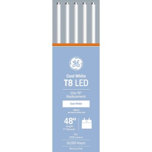 LPS Sourcing GE T8 LED Replacement 32 -Watt EQ T8 Cool white Medium bi-pin base G13 LED Tube Light Bulb 20 -Pack - 413982 | Lowe's Pro Supply