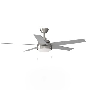 Harbor Breeze Harbor Breeze Amberwood Easy2Hang 52-in Brushed Nickel with Walnut/Silver Blades LED Ceiling Fan with Light and Pull Chain, 5 Blades - 420020 | Lowe's Pro Supply