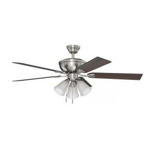 Harbor Breeze Harbor Breeze Sailor Bay 52-in Brushed Nickel with Auburn/Honey Blades Downrod or Flush-Mount Ceiling Fan with Light and Pull Chain, 5 Blades - 420021 | Lowe's Pro Supply
