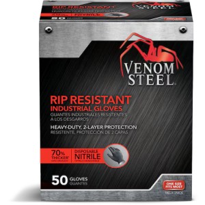 Venom Steel Venom Steel One-Size-Fits-All Textured-Grip Nitrile Disposable Cleaning Gloves, Box of 25 Pairs - 533131 | Lowe's Pro Supply