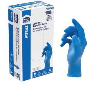 Project Source Project Source One-Size-Fits-All Textured-Grip Food-Grade Nitrile Disposable Cleaning Gloves, Box of 50 Pairs - 533133 | Lowe's Pro Supply