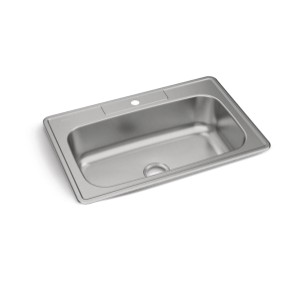Dayton Stainless Steel 1-Hole Drop in Kitchen Sink, 33-in x 22-in x 8-1/16-in Deep