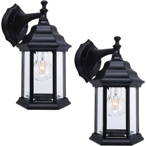 Project Source Project Source Henfield 2-Pack 11.81-in H Matte Black Hardwired Outdoor Wall Light - 1479185 | Lowe's Pro Supply