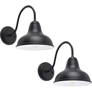 Project Source Project Source Barn light 2-Pack 9.45-in H Matte Black Hardwired Outdoor Wall Light - 1525624 | Lowe's Pro Supply