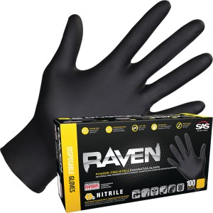 SAS Safety Medium Raven Disposable Black Nitrile Gloves, Box of 100 - 533039 | Lowe's Pro Supply
