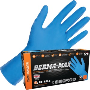 Derma-Max Blue Disposable Nitrile Gloves, Large 50/Box, 6608-20