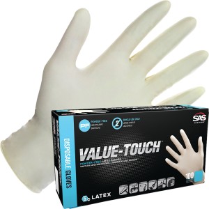 SAS Safety Disposable Latex Gloves, Medium, Box of 100 - 533067 | Lowe's Pro Supply