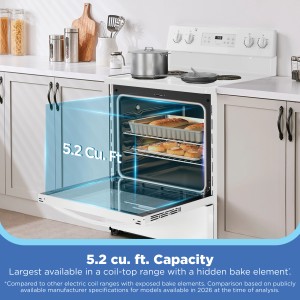 midea coil electric range 30", 5.2 cu ft, freestanding, white - 282123 | lowe's pro supply